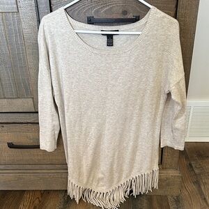 INC International Concepts Cream Fringe Top
